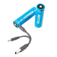 Akumuliatoriai 18650 3.7V 2500mAh įkraunami su USB C lizdu Li-ion Beston 2vnt 